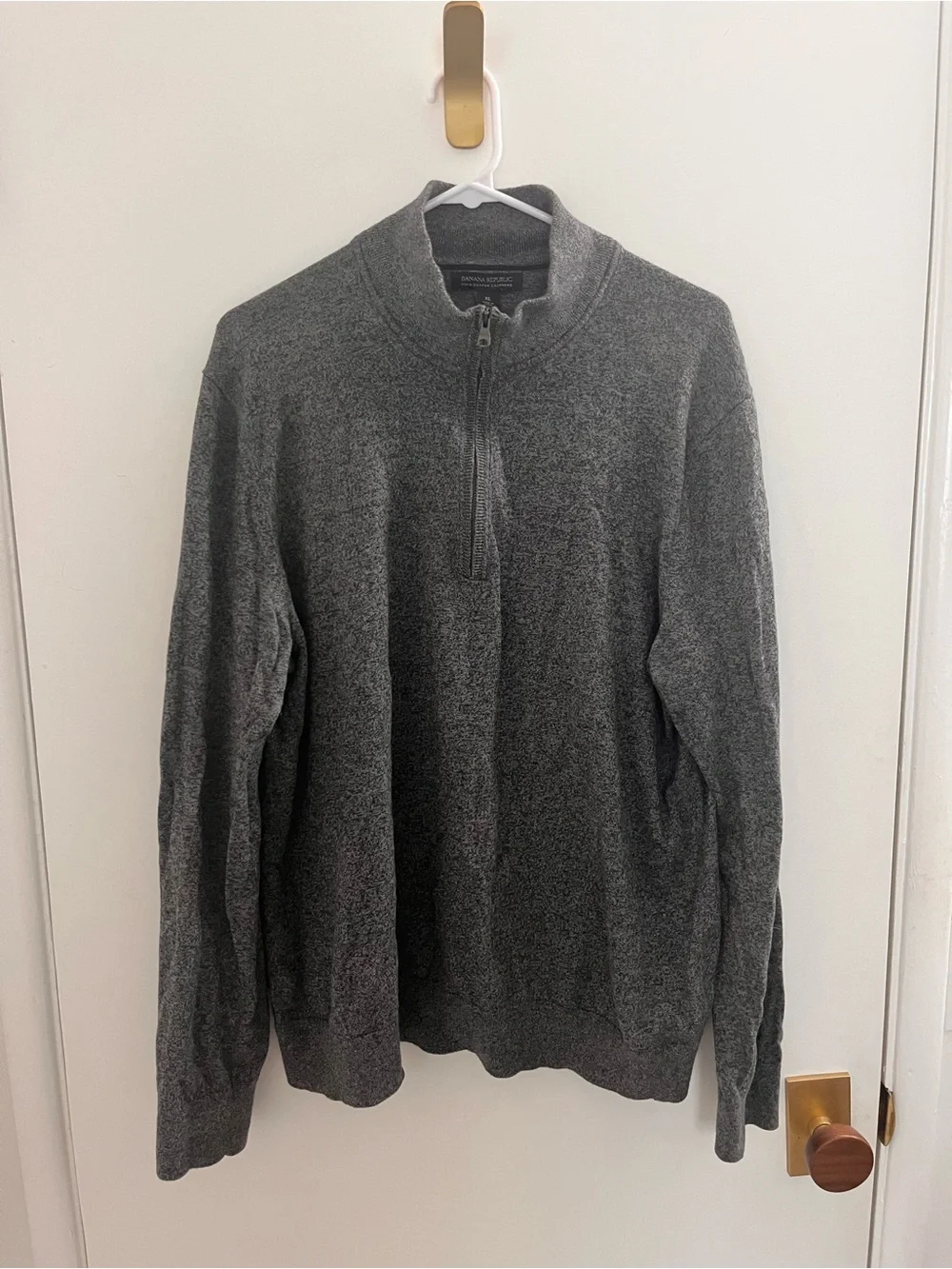 Banana Republic Men's Dark Gray Half-Zip Pima Cotton Cashmere Sweater